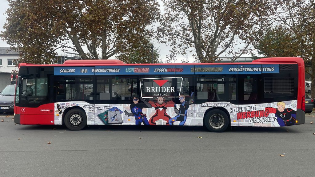 Bruder Werbung Stadtwerke Bus Seitenansicht