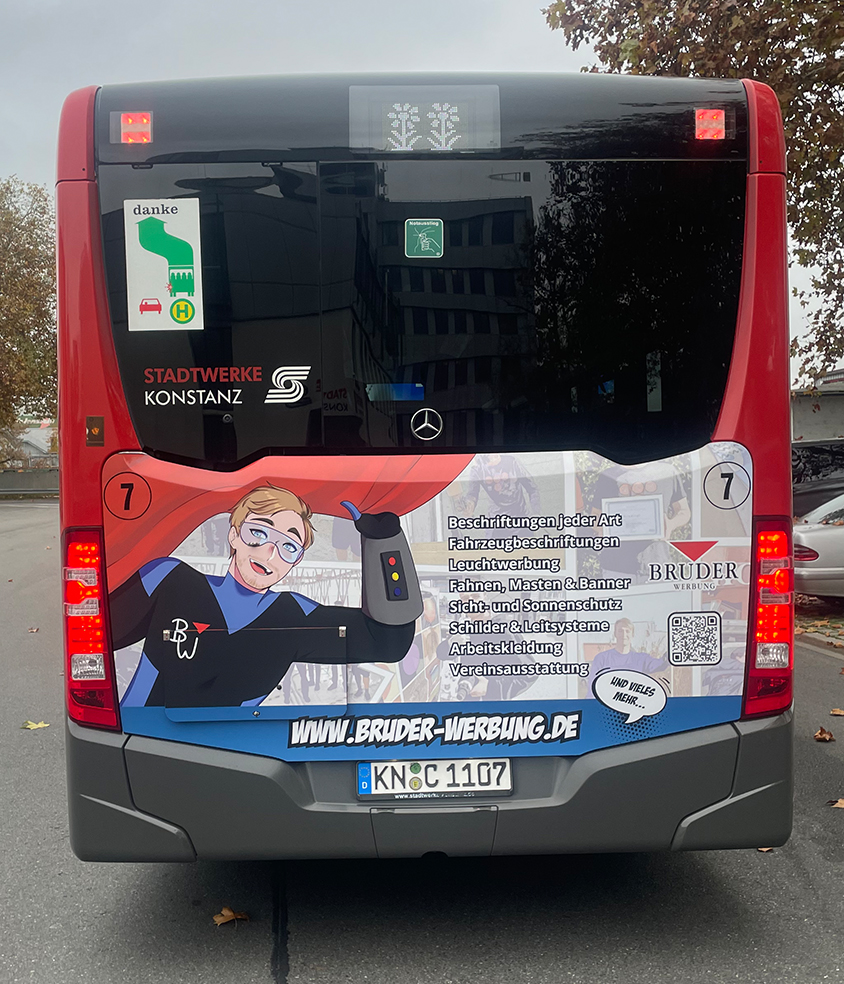 Bruder Werbung Stadtwerke Bus Heck Bruder Werbung Stadtwerke Bus Heckansicht