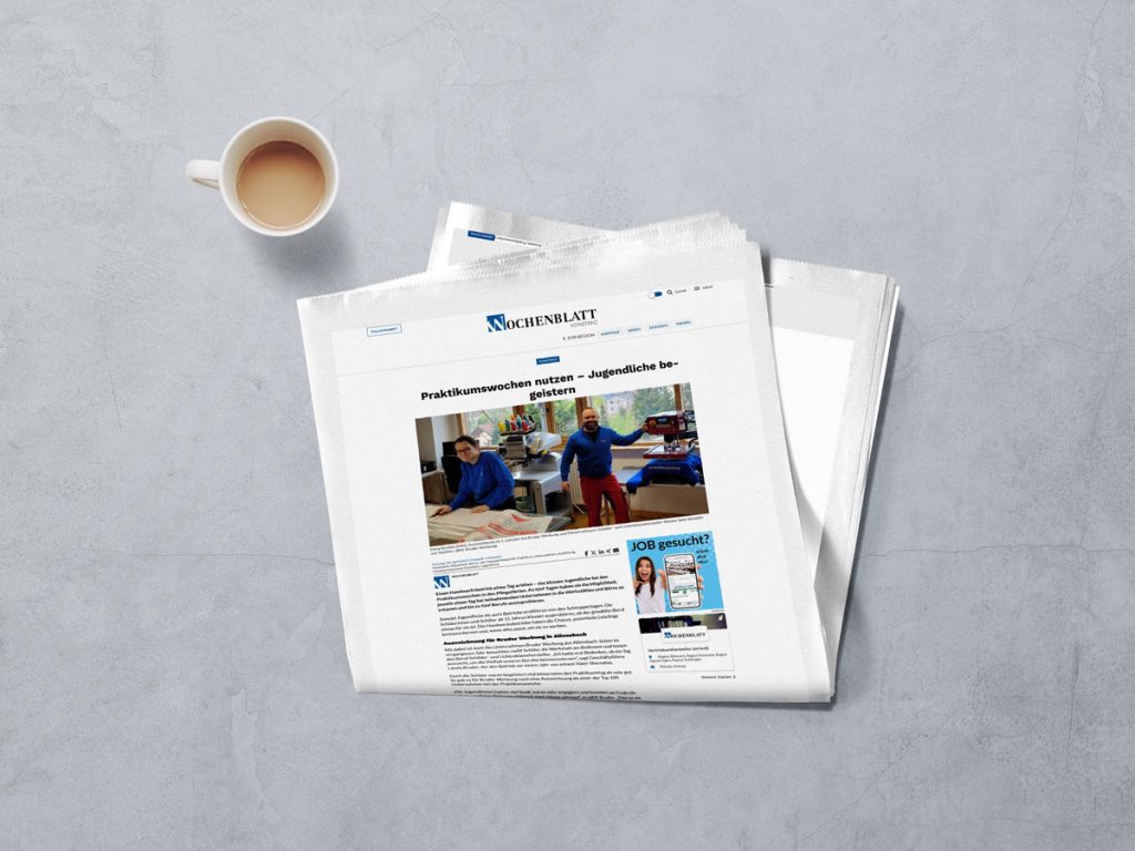 Bruder Werbung in der Zeitung mit Artikel der Praktikumswoche