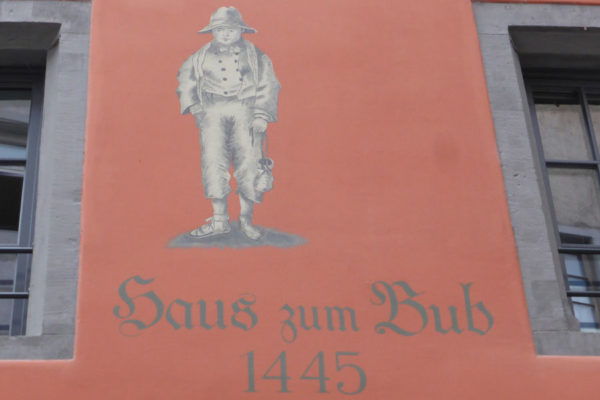 Wandmalerei an Außenfassade Haus zum Bub