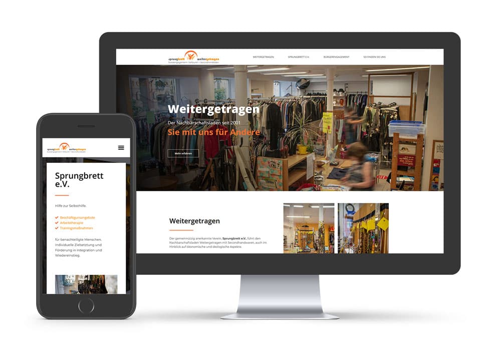 Weitergetragen Sprungbrett Website